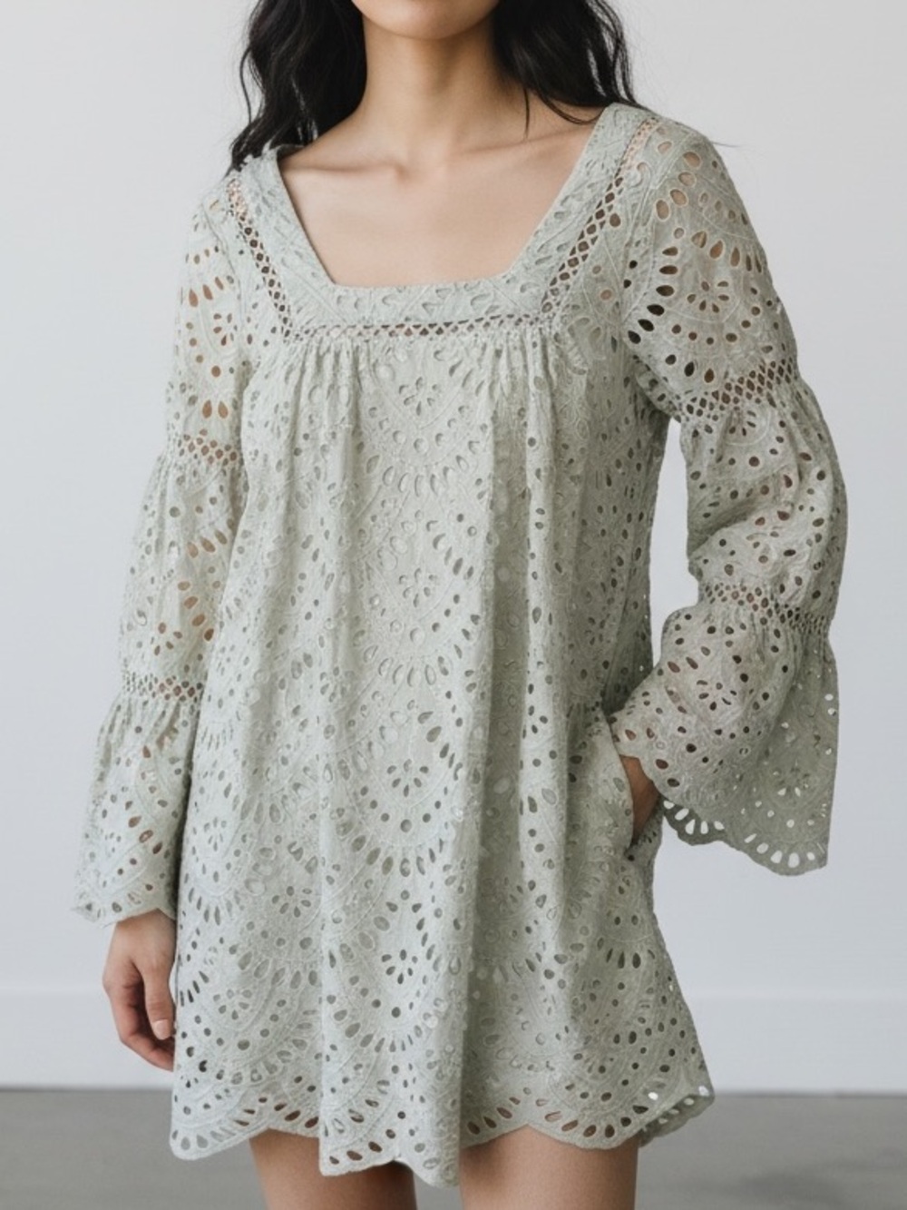 Ministry of Styles Mint Lace Long Sleeve Dress
